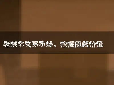 老域名交易市场，挖掘隐藏价值